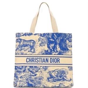 Dior GWP Blue and Cream Graphic Tote